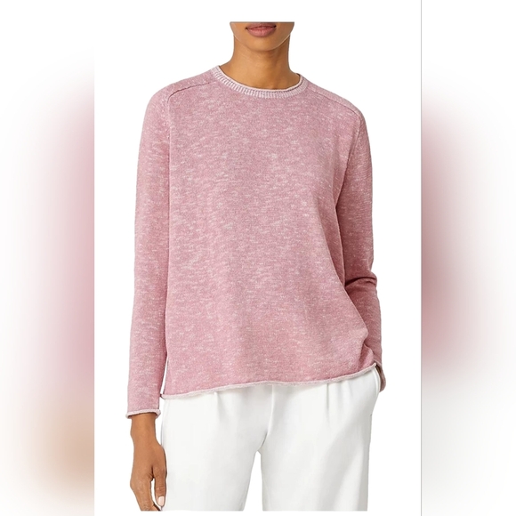 EILEEN FISHER  WOMEN'S CREW NECK SADDLE PULLOVER SWEATER SIZE MEDIUM - Picture 2 of 5
